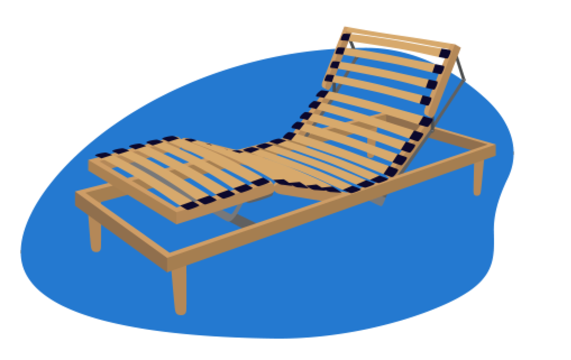 Ilustração de um estrado de madeira para cama articulada.