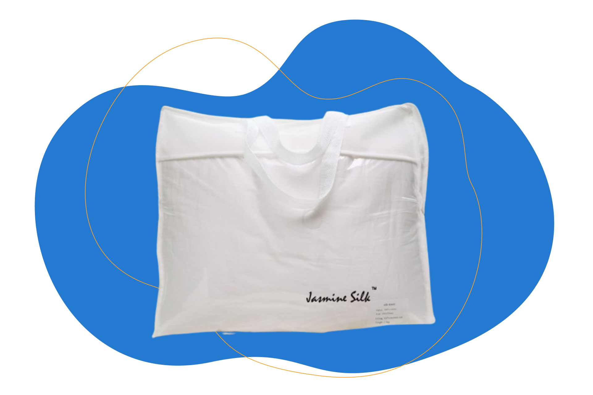 Edredom Jasmine Silk num saco com o logotipo