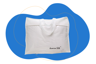 Edredom Jasmine Silk num saco com o logotipo