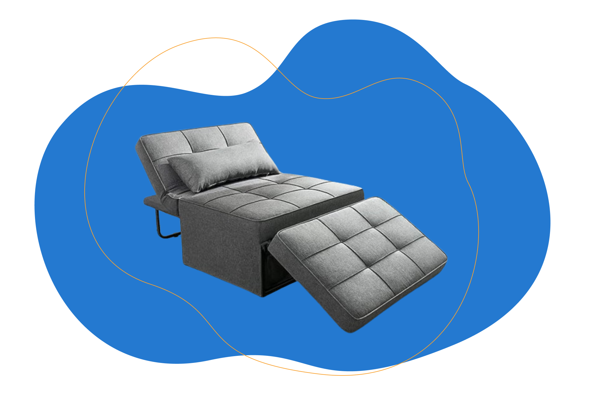 Sofá cama Vonanda cinzento individual com almofada